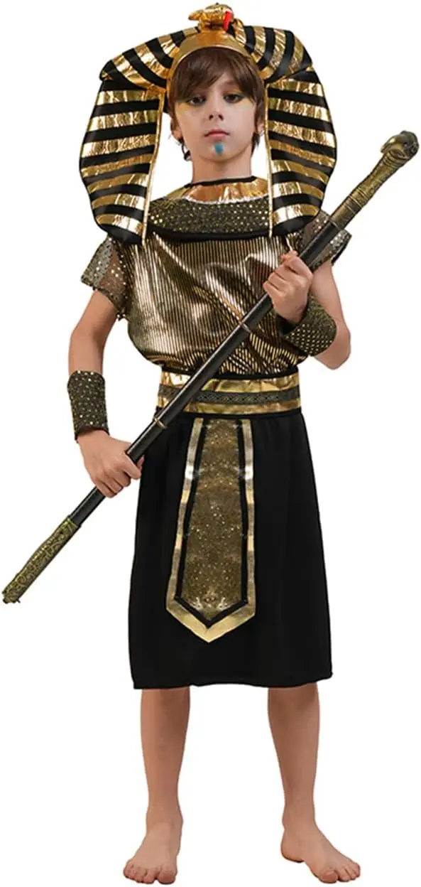 Children Halloween Egyptian Traditional Costumes Fantasia Boys Kids The Pharaoh Of Egypt Cosplay Carnival Masquerade Dress