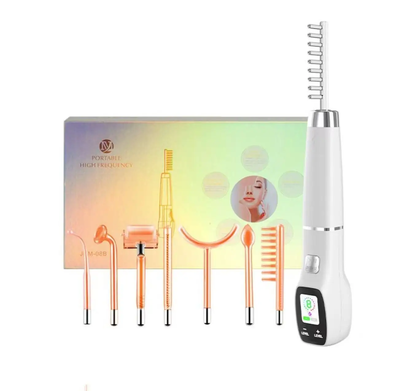 7 tube Smart Panel 9 Level New Upgrade High Frequency Facial Machine Most Popular Care Therapy Wand