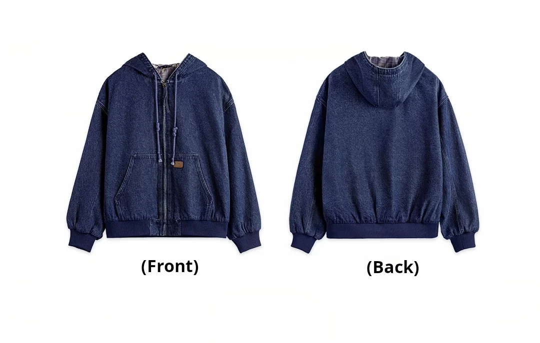 Maden Retro Men's J130 10.5oz Denim Jacket Heavyweight Washed Aged Hooded Jacket Zipper Work Coat with Large Pockets for Fall 23 S876b06d4613f480b908695a7e92a66c4n