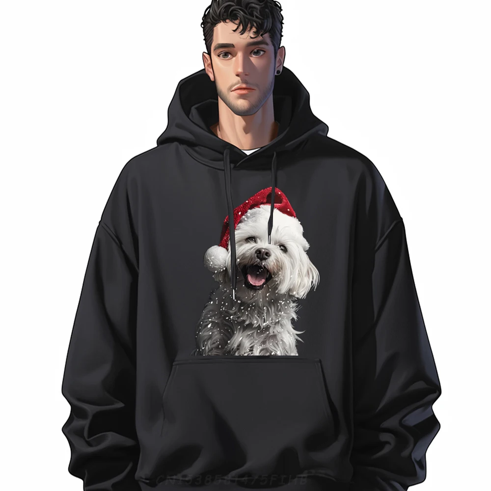 

Maltese Christmas Funny Hoodie Men's Clothing Party Black Graphic Oversize Man New In Hoodies & Sweatshirts