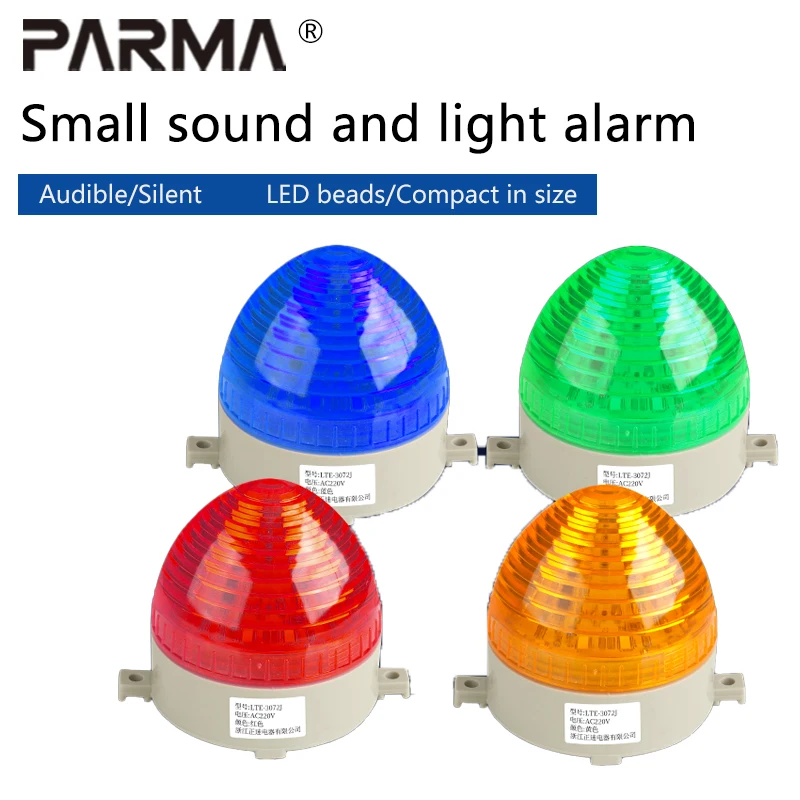 LED-3072 Small strobe warning light, flashing sound signal light, 12V, 24V, 220V mini sound and light alarm