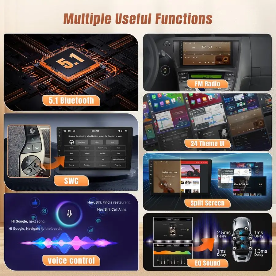 راديو ستيريو لسيارة Toyota Prius 20102015 مع Apple Carplay Android Auto 9 IPS شاشة تعمل باللمس استبدال وحدة رأس السيارة مع GPS BT W #5