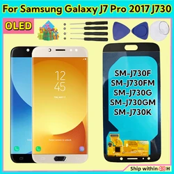 Display LCD OLED per Samsung Galaxy J7 Pro 2017 J730 J730F J730GM J730G Lcd con sostituzione del gruppo digitalizzatore Touch Screen