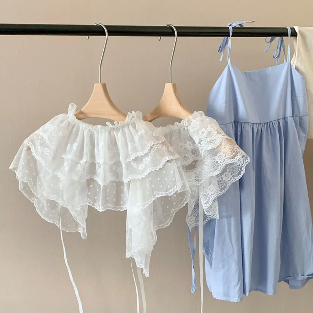 

All-match Flower Lace Layered Gauze Skirt Y2k Streetwear Agaric Laces Lace Strap One Piece Mini Skirts