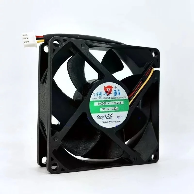 Original Ying Tian YTD128025B DC12V 0.50A 3-wire 8025 8CM High Air Volume Power Supply Inverter Cooling Fan