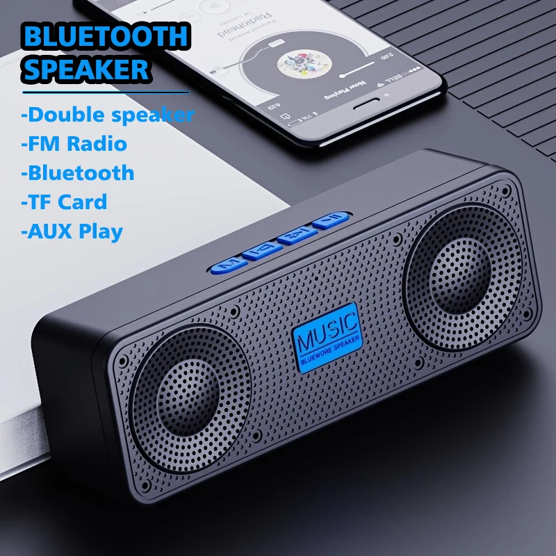 

Dual Wireless Speakers Bluetooth Speaker with Radio Fm Tws Wireless Speakers Portable Karaoke Microphone Extra Bass Sound Box