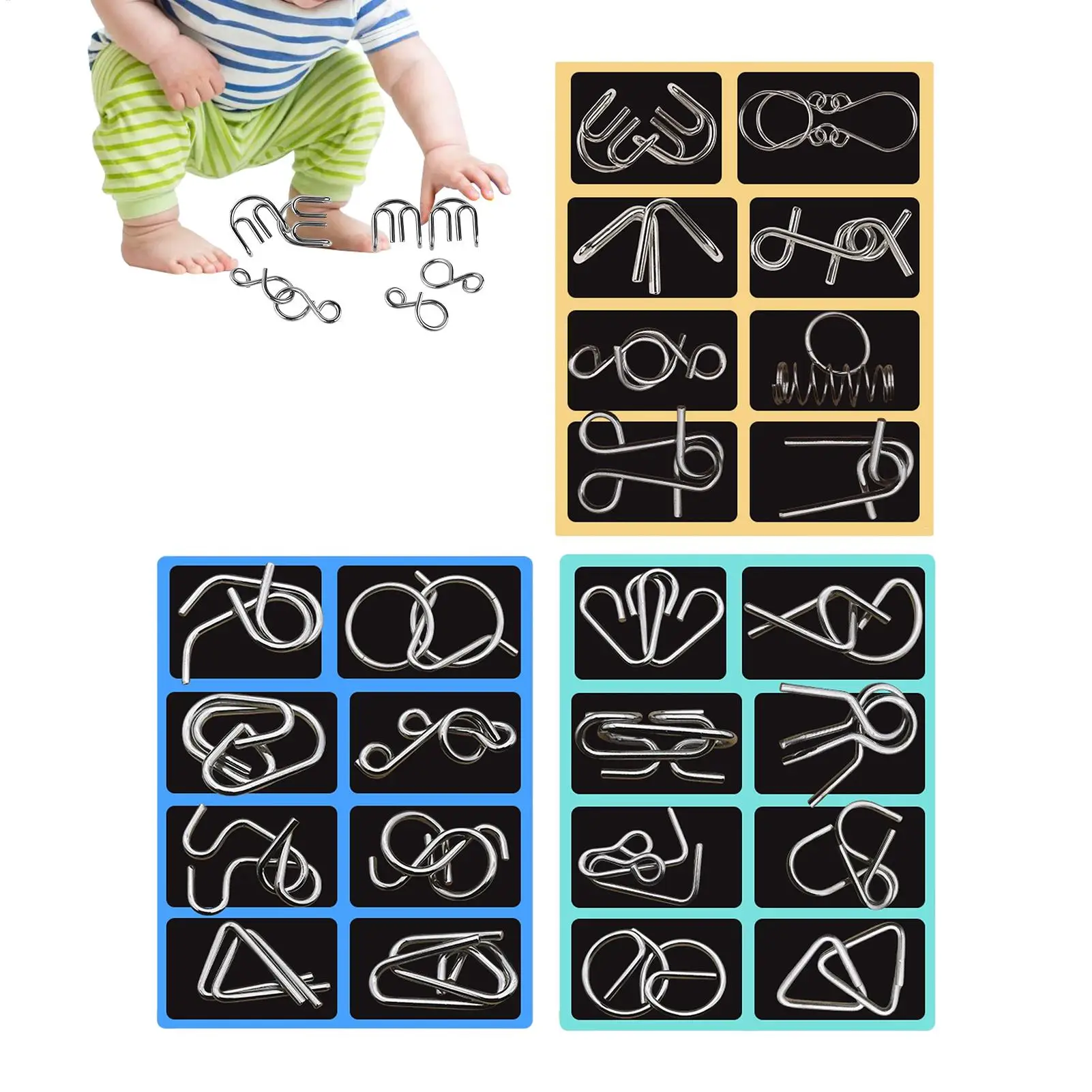 금속 두뇌 티저 금속 마인드 퍼즐 어려운 게임 지능 장난감 가족 소녀 소년 청소년 여성 남성을 위한 파티 선물