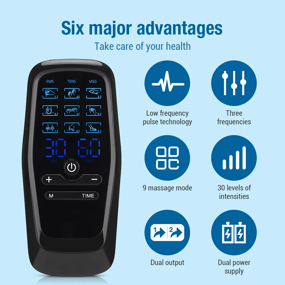 9 Modes EMS Electric Muscle Therapy Stimulator Tens Unit Machine Meridian Physiotherapy Pulse Abdominal Prostate Body Massager