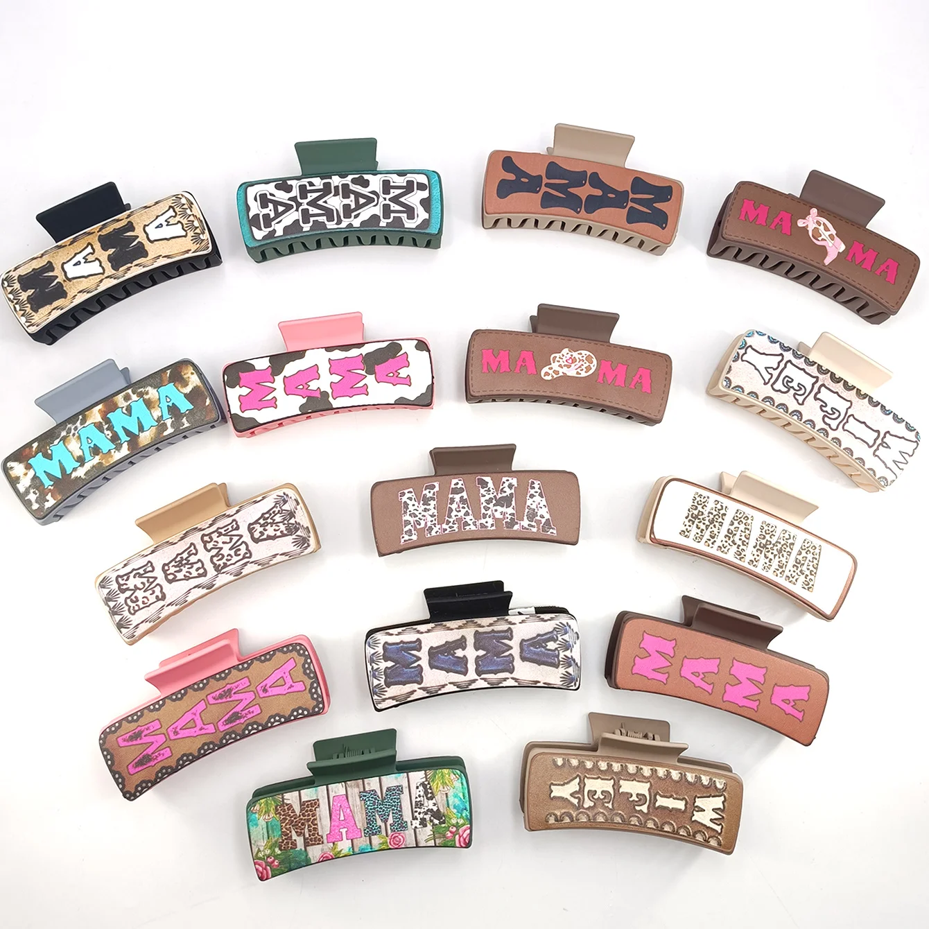 1/7 PCS Fashion Women Hair Claws Clips 4inch Mother's Day PU Leather Hair Clips Claws Women Mom Festival Party Hair Accessories