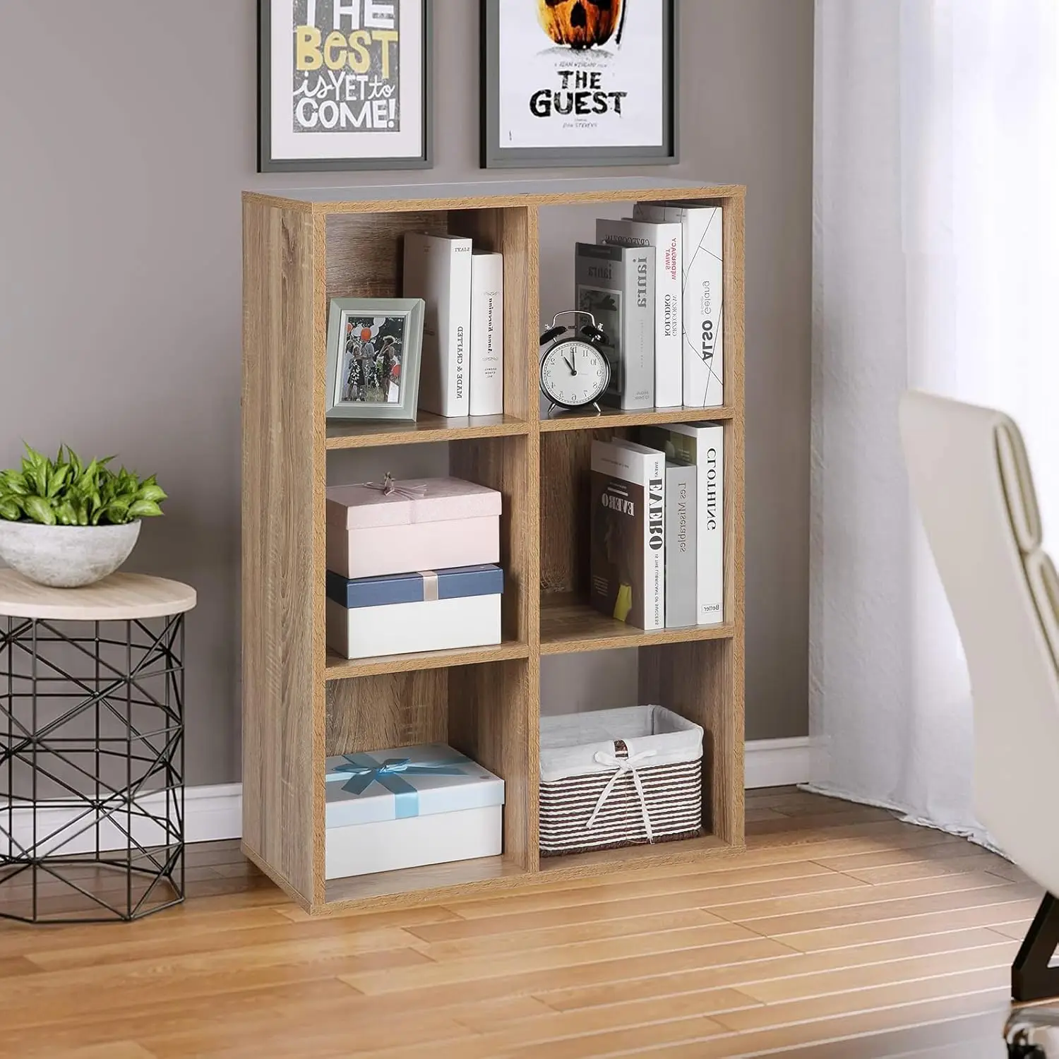 Us 6 Cube Storage Organizer Unit Shelf, Closet Cabinet, Bookshelf File Organizer Rack In Living Room, Bedroom, Study,Oak