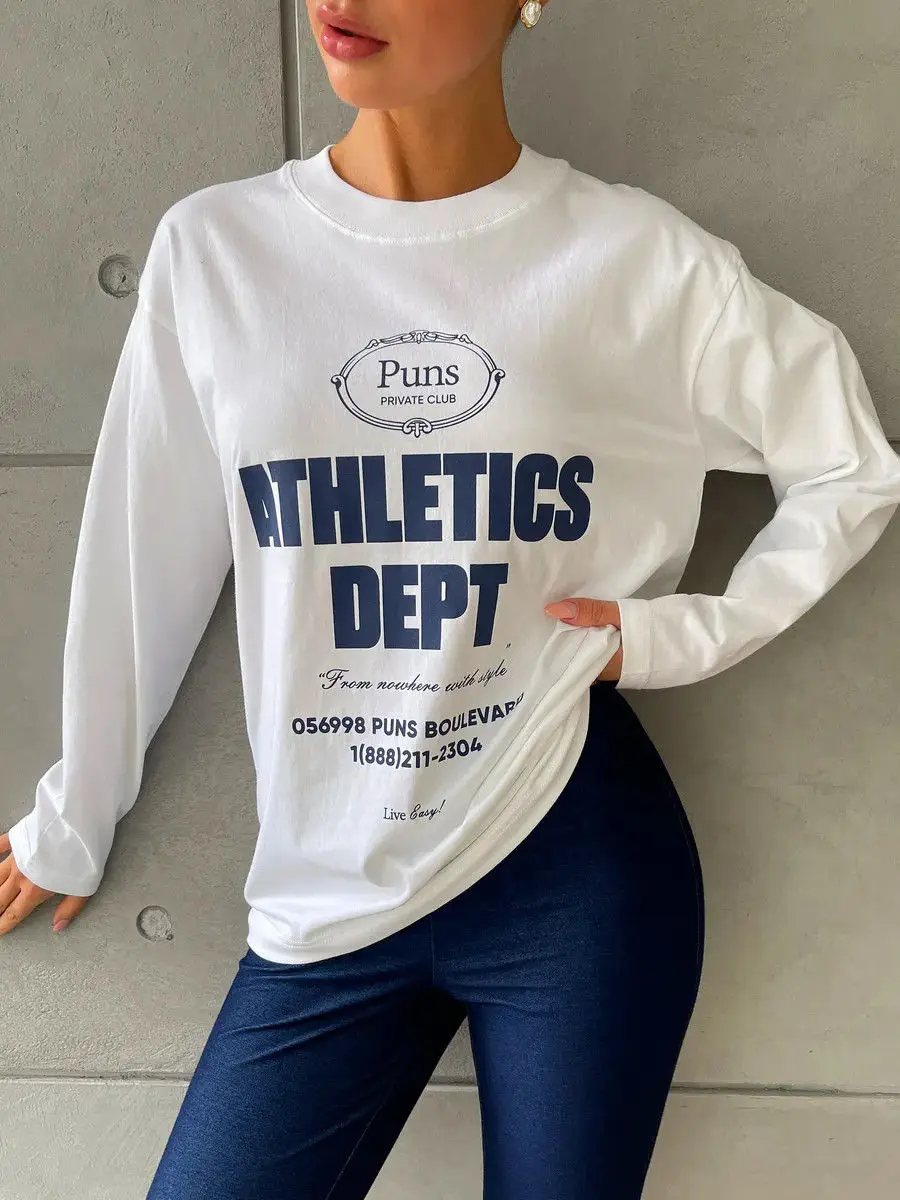 

Французские ретро значки с буквами из чистого хлопка, рубашки с длинными рукавами, уникальные тонкие толстовки с забавным принтом комиксов, женские осенние модные свободные толстовки