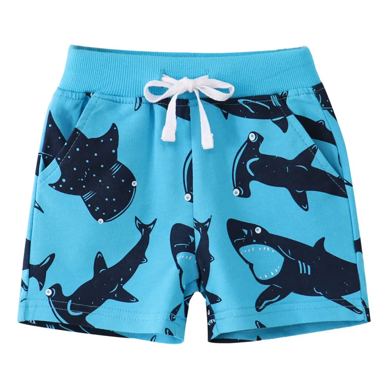 Jumping Meters 2-7T Summer Boys Shorts Sharks Print Drawstring Baby Boys Girls Short Pants Animals  Children\'s Kids Trousers