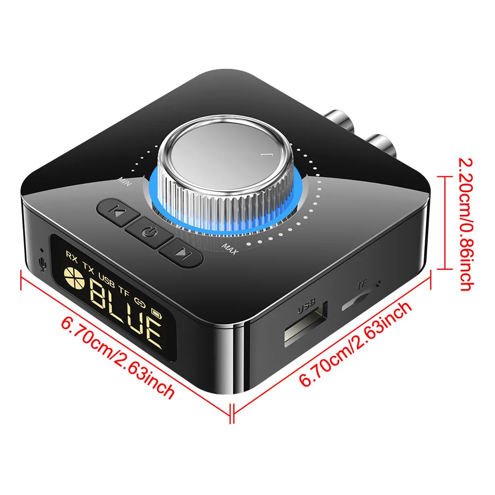 Bluetooth Receiver Transmitter Universal Remote Controller M5 Bluetooth 5.4 3.5mm AUX/RCA/USB U Disk/TF Input Digital Adapter