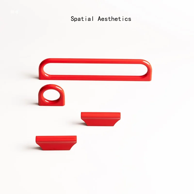 Modern Simple Cabinet Pulls Red Handles Wardrobe Wine Cabinet Drawer Handles for Furniture Hardware