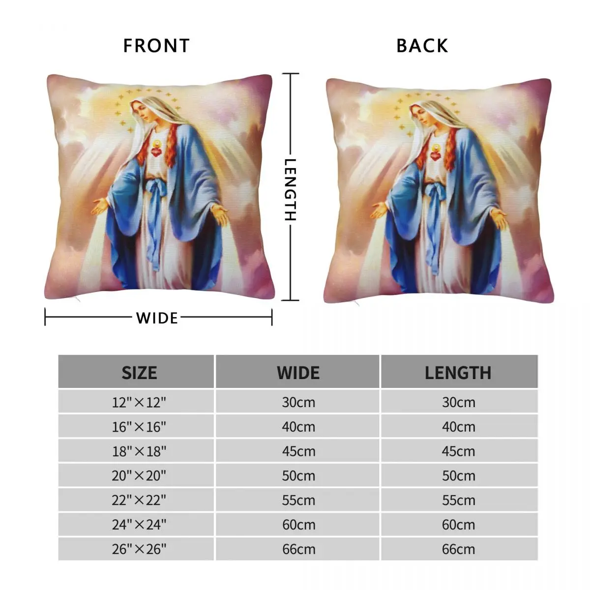 Virgin Mary Colorful Square Pillowcase Polyester Linen Velvet Printed Zip Decorative Pillow Case Bed Cushion Cover