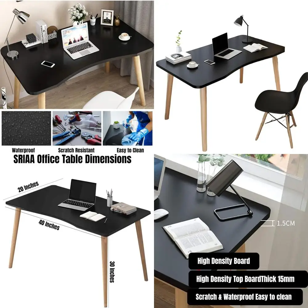 

Elegant 40 Black Wooden Desk, Perfect for Home Office, Bedroom, or Study Space