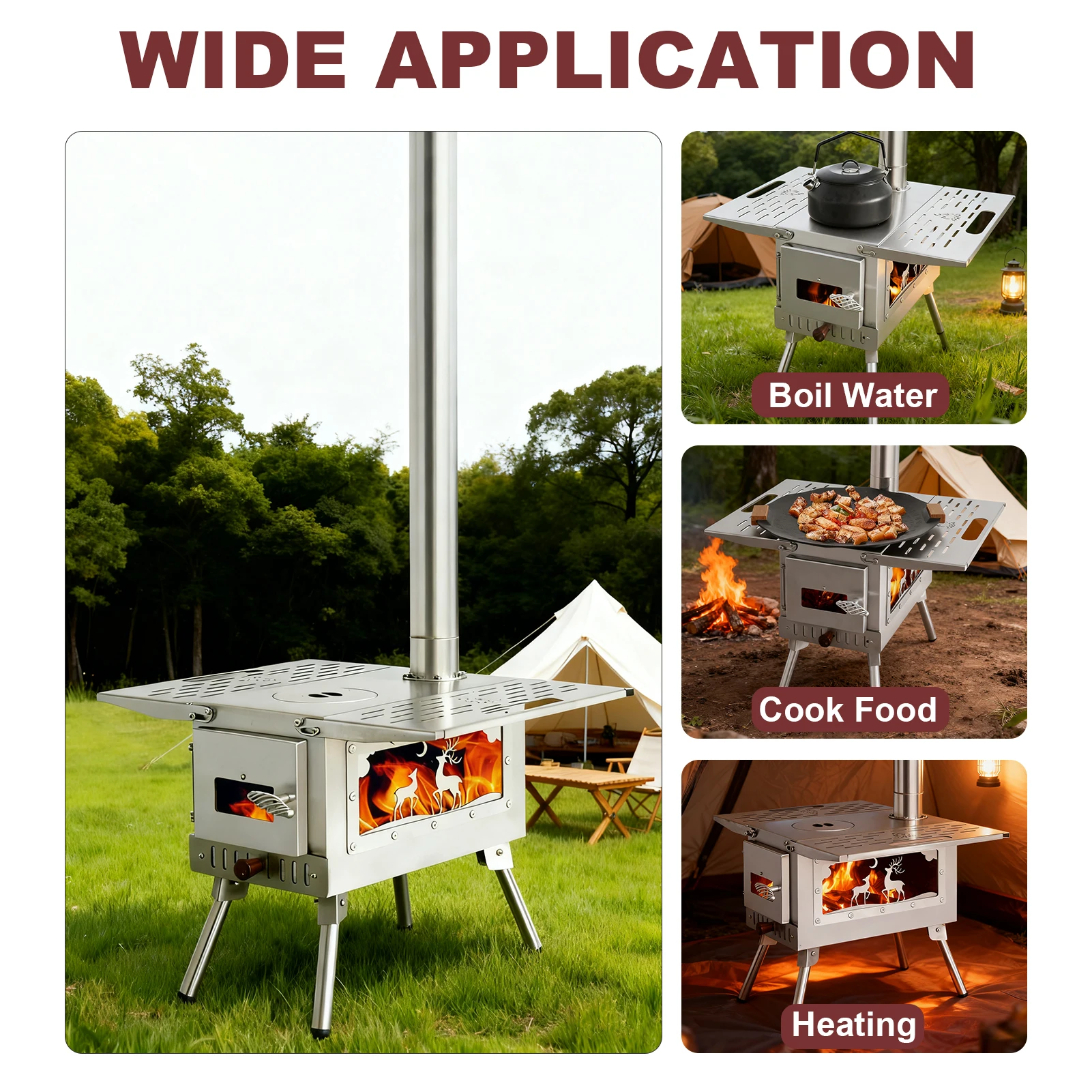 Van Camping Cooking - SOTECH Faltbarer Camping-Holzofen aus Edelstahl, Outdoor-Kocher,