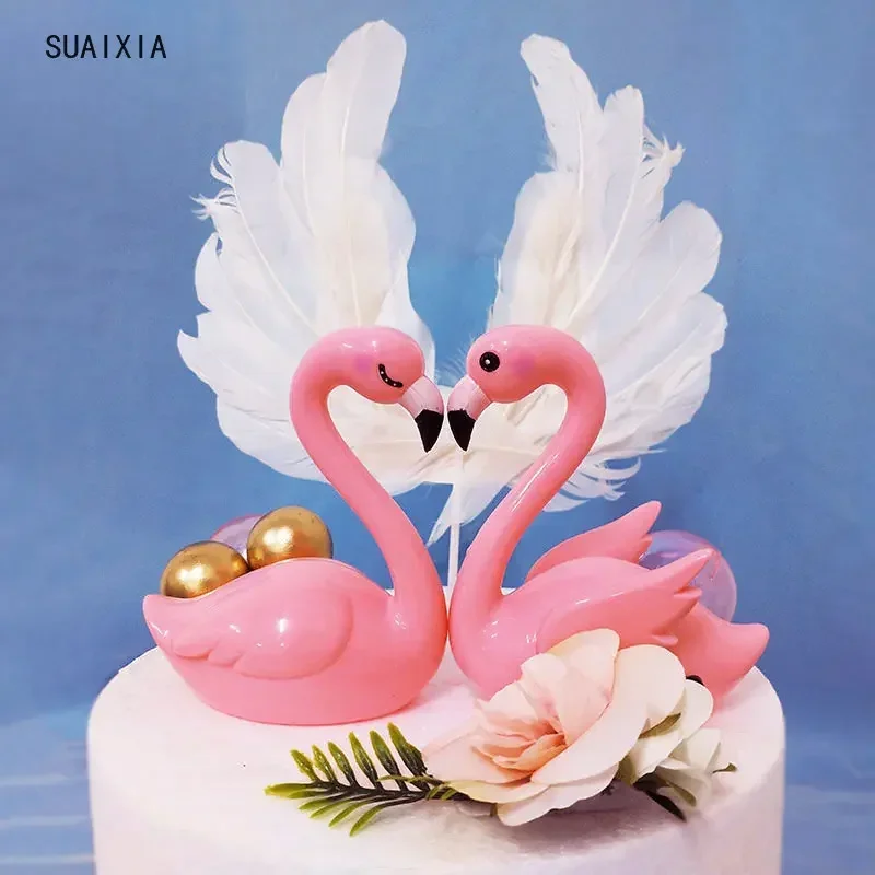 Flamingo Cake Decoration Acrylic Cake Topper Birthday Party Decoration Wedding Dessert Mother's Day Gift Hawaii Party Decor