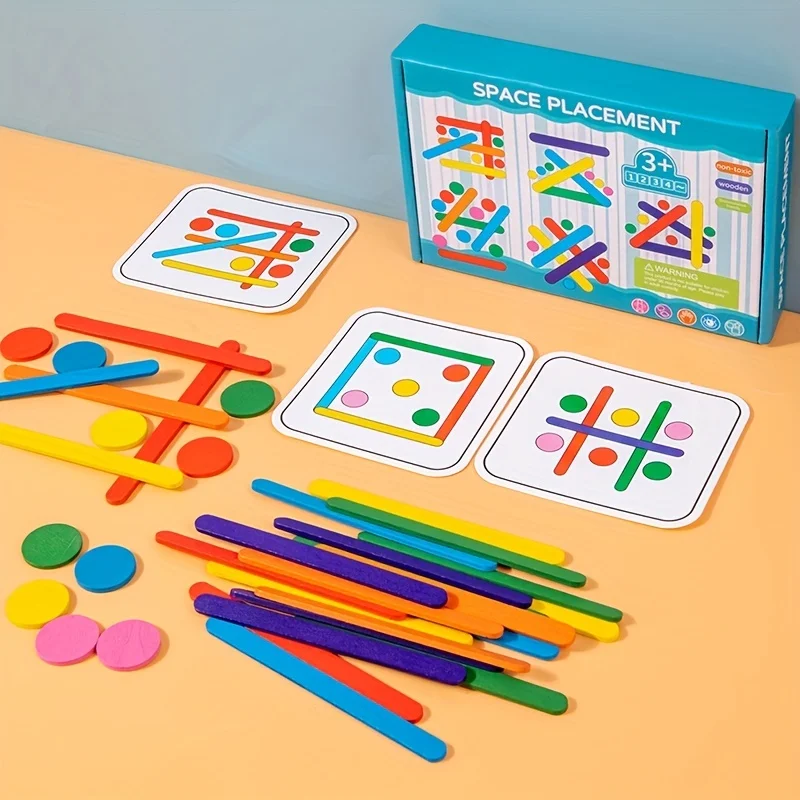 

Engaging Wooden Popsicle Puzzle Game-Brain-Boosting Montessori Math Playset-Colorful Match Sticks For Toddlers-Educational Fun