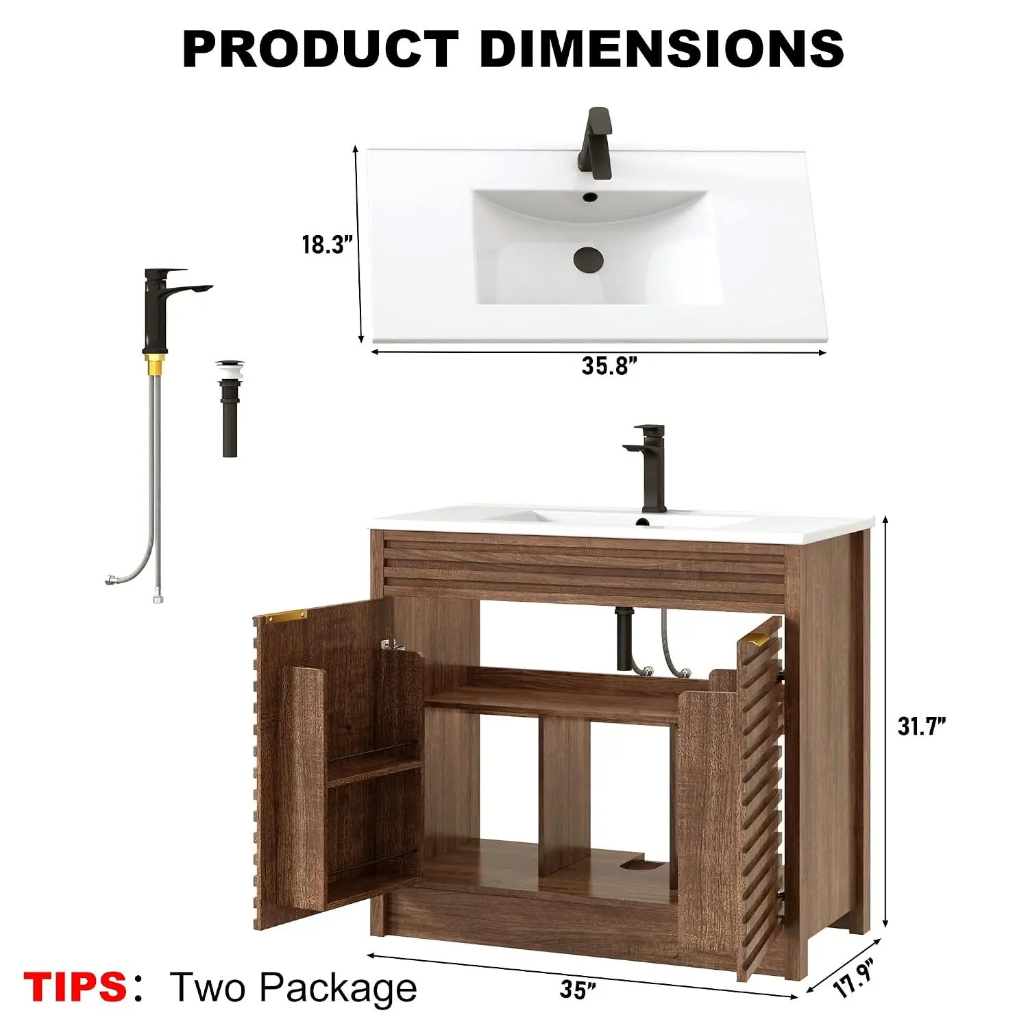 Bathroom Vanity with Sink, Mid-Century Modern Bathroom Vanity with Storage Cabinet, Freestanding Bathroom Cabinet, Customized