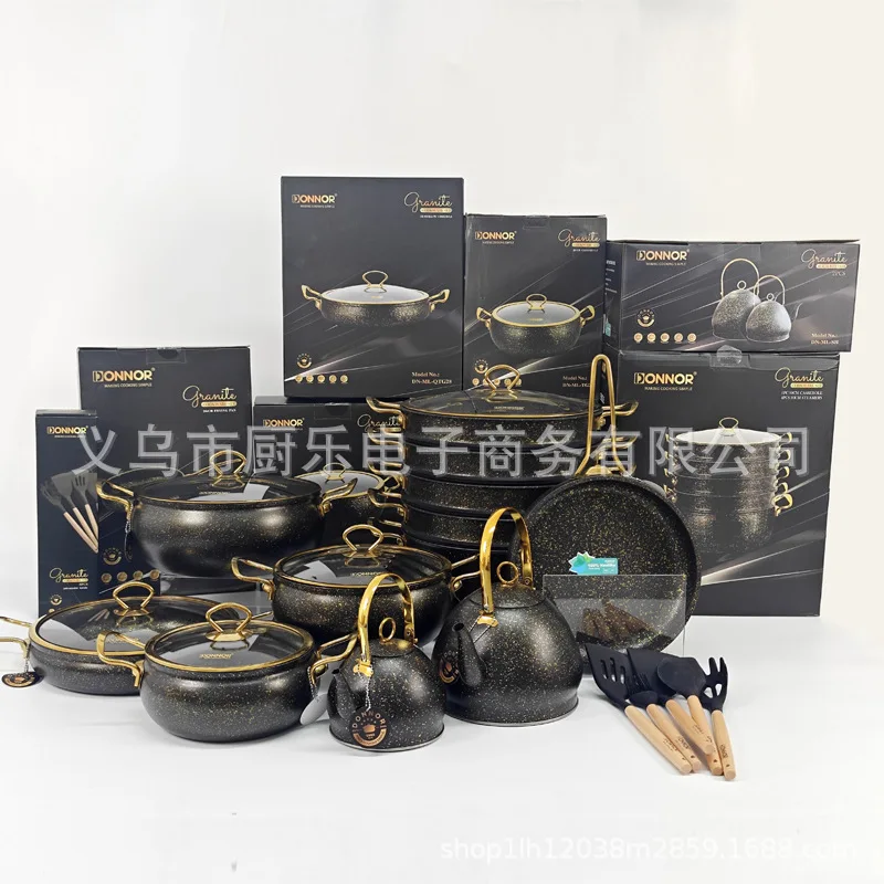 24-Piece set of inflated pots and pans for kitchen household non-stick pans for household kitchen universal pots and pans set