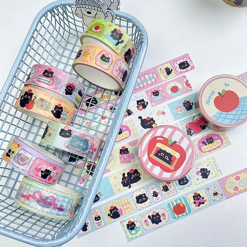 

MINKYS 7pcs/lot Black Cat Decorative Tape Cute Cartoon Creative Washi Tape School Stationery