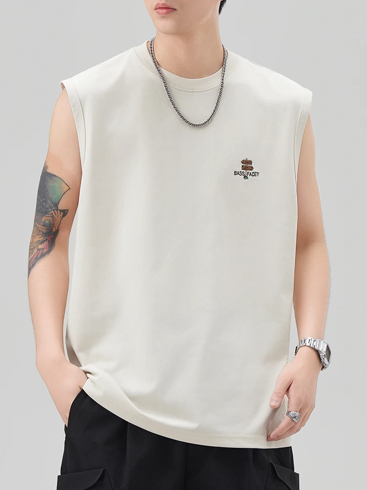 

Summer Thin Men's American Sle Svel round Ne Sports Vest Faionable New Brand Casual Cotton Blend Top