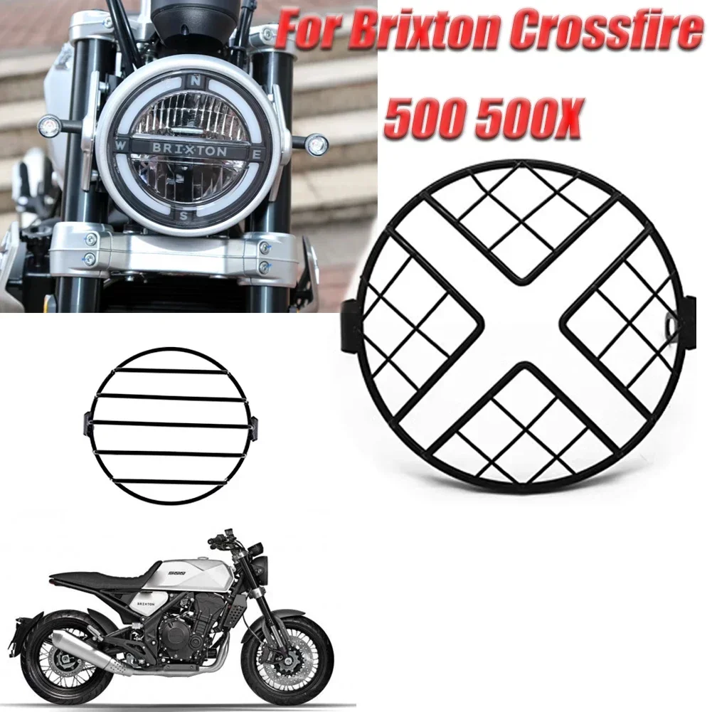 Motocicleta Mesh Headlight Protector Holder, Retro Metal Grill Cover, Guarda para Brixton Crossfire 500, 500X