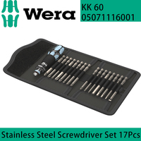 WERA 05071116001 Stainless Steel Screwdriver Set 17Pcs Replaceable Screwdriver Bits Storage Belt Pouch Anti-corrosion Bits KK60