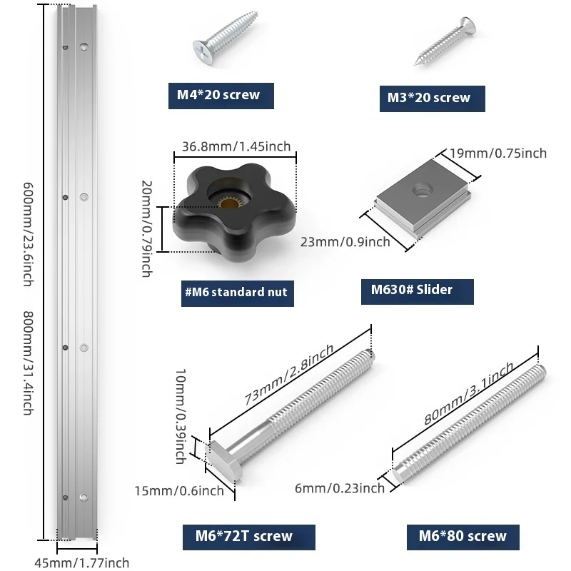 Combination universal T-shaped inclined track with aluminum alloy two in one groove track, pre drilled installation hole