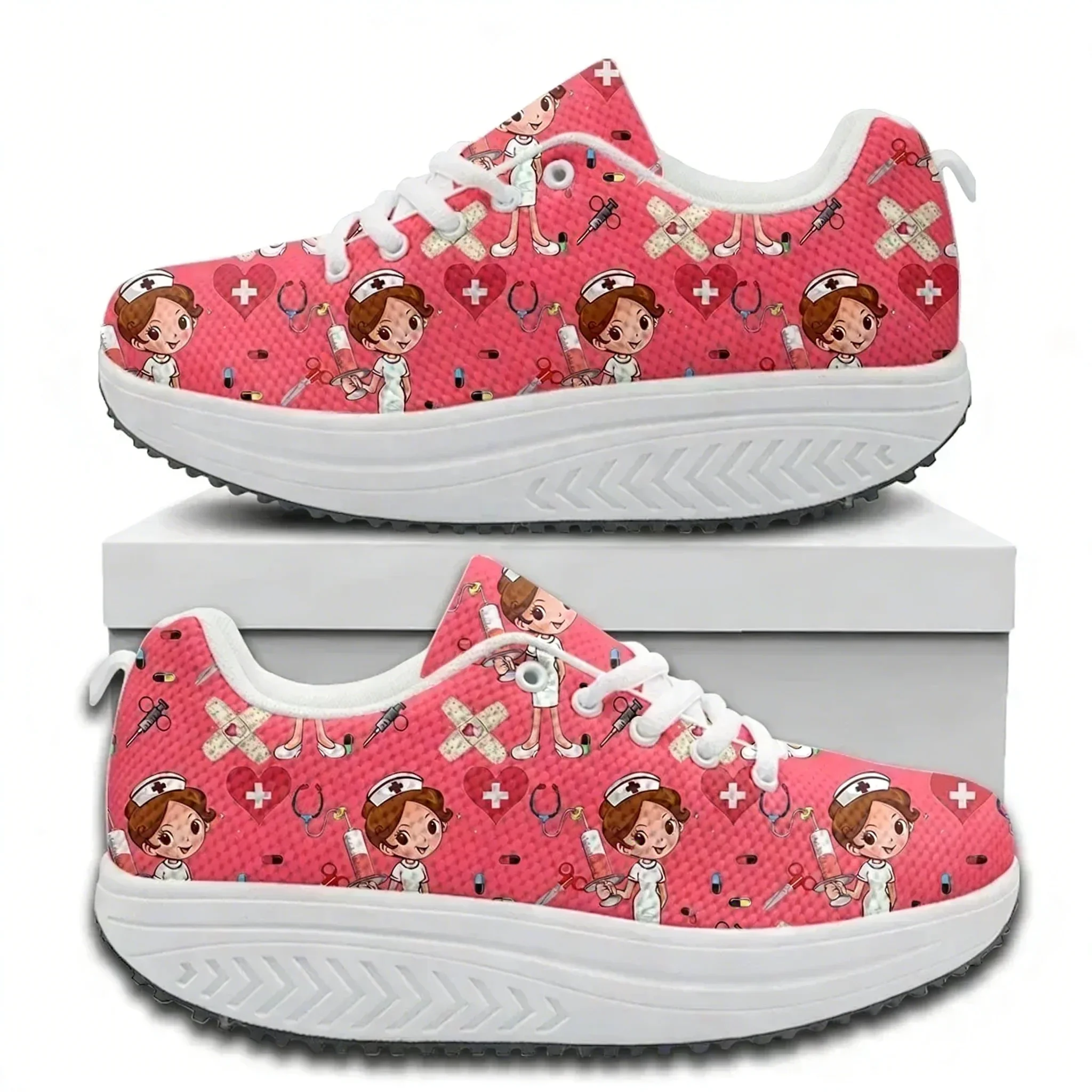 

Комфортные кроссовки на платформе со шнуровкой, с принтом для медработников, повседневные, нескользящие, для медсестер, тонизирующие, для ухода за пациентами