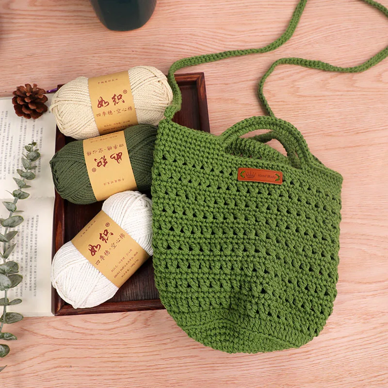 

10 шт., 1000 г, полая хлопчатобумажная пряжа, легко вязальная нить для DIY, вязаная крючком нить, вязаная сумка для вязания крючком, шапки, одеяло