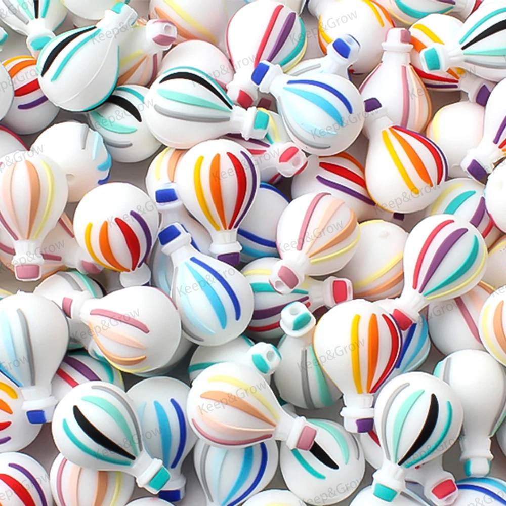 5/20/50Pcs 3D Silicone Beads Hot Air Balloon Focal Beads for Pen Making Jewelry DIY Keychain Kit Necklace Accessory  Decor