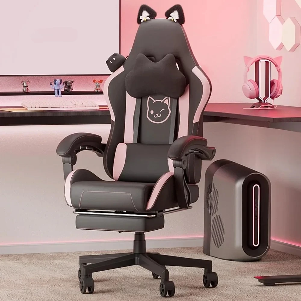 

For Gaming Chair Cute, Ergonomic Computer Chair for Girl with Footrest and Headrest, Comfortable Reclining Game Chairs