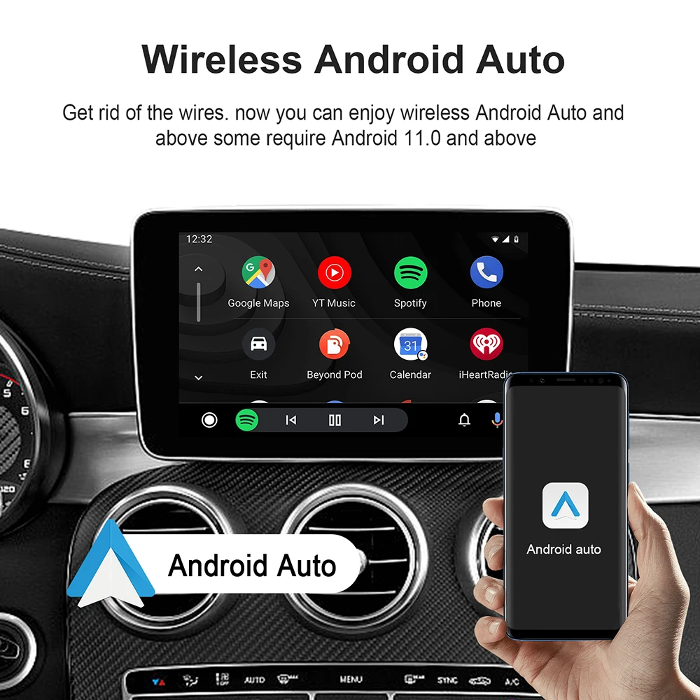 Dispositivo de TV inteligente para coche, dispositivo inalámbrico con Android 13, Carplay, Ai, WIFI, compatible con Netflix, YouTube, actualización FOTA