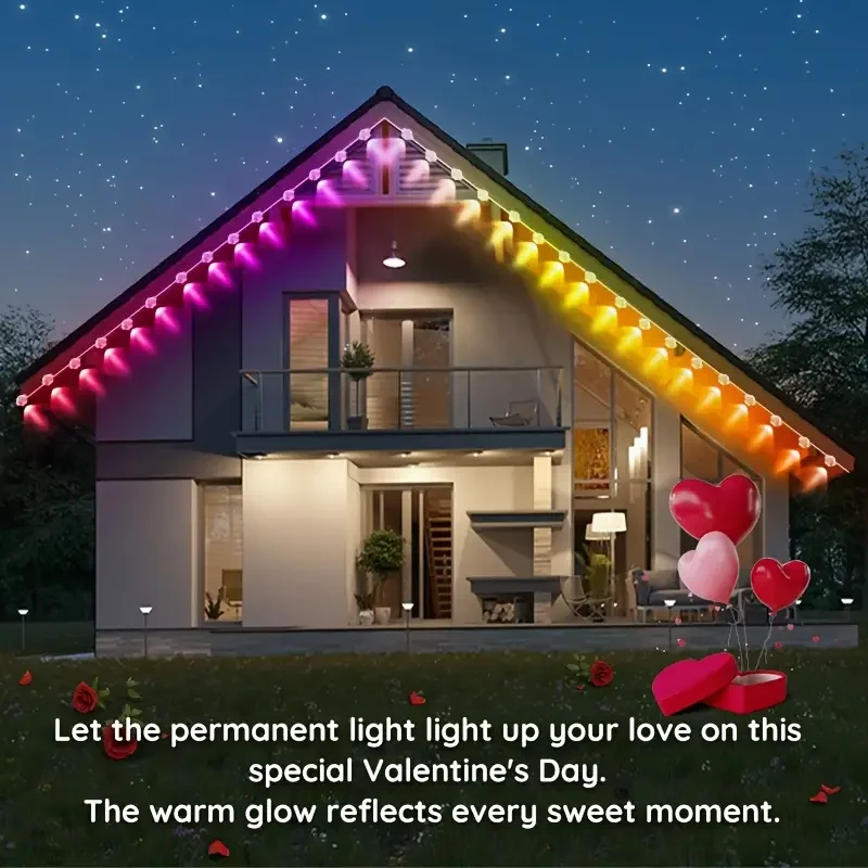 RGB Smart Christmas Light String, 196 Feet Long, Featuring 120 Color-Adjustable LED Bulbs,Permanent Outdoor Ambient Lighting Fix