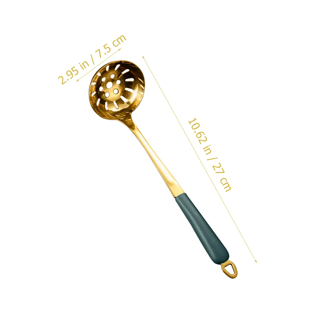 

2pcs Golden Kitchenware Colander Spoon Set Non-stick Easy Clean Hot Pot Restaurant Supplies Food Serving Tool