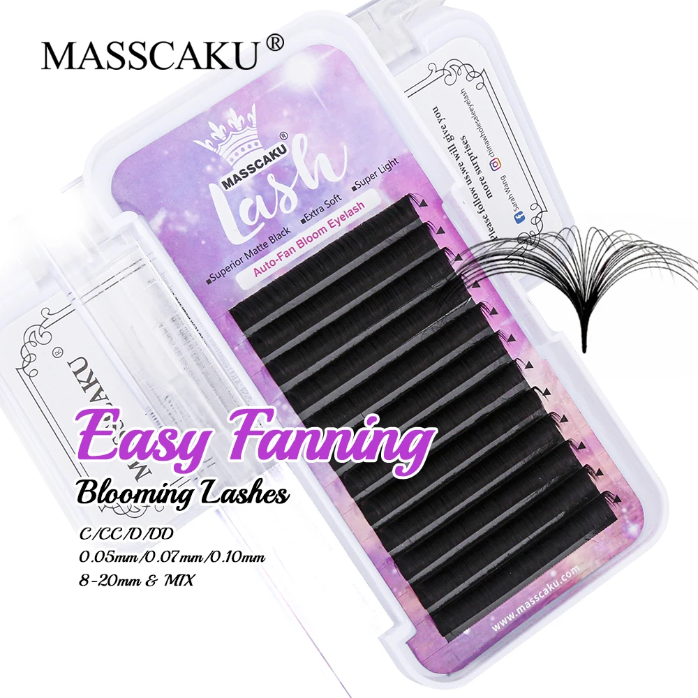 

12 Rows Mega Volume Super Soft Camellia Blomming Eyelashes 8-17mm All Size One Second Fanning Eyelashes Supplies for Eye Beauty