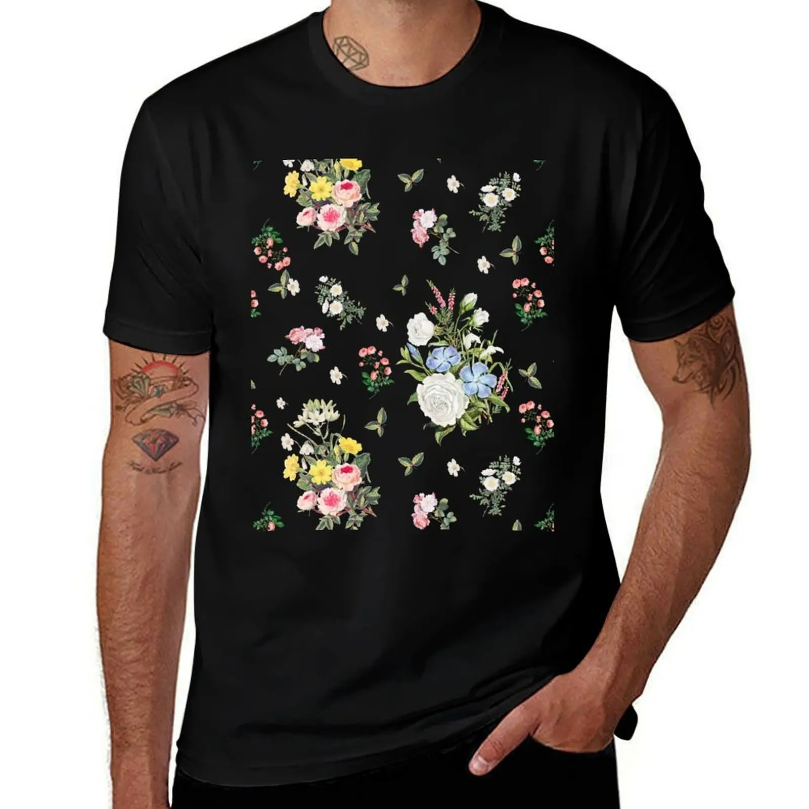 

Roses Watercolour Floral Bouquet Pattern T-Shirt men t shirt cotton 100% man t shirt summer cotton t shirts man 100% T-Shirt