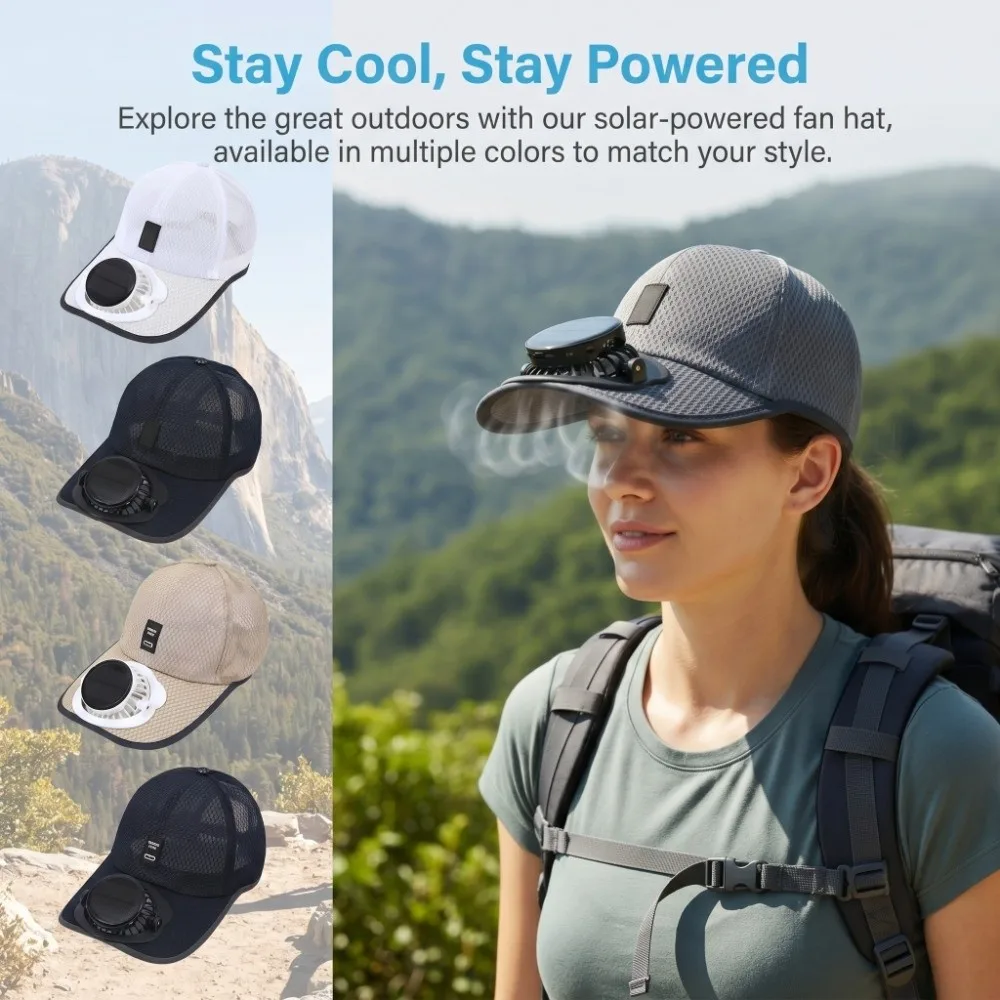 Sun Protection Solar Powered Fan Hat Strong Wind UV Protection Baseball Cap with Fan Portable Lightweight Cooling Fishing Hats
