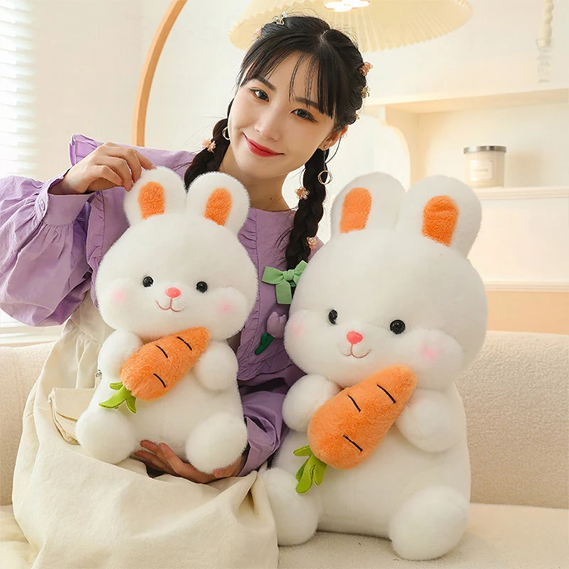 

Kawaii Plush Toy Stuffed Doll Carrot Rabbit Hugging Pillow Cute Cuddly Plushie for Kids Birthday Gift Soft Sleep Companion for