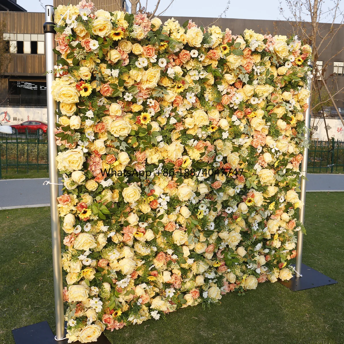 4ft x 8ft Decorative Wedding Supplies Artificial Wholesale Silk Plastic Flowers Bouquet Plant Flower Wall Decoration