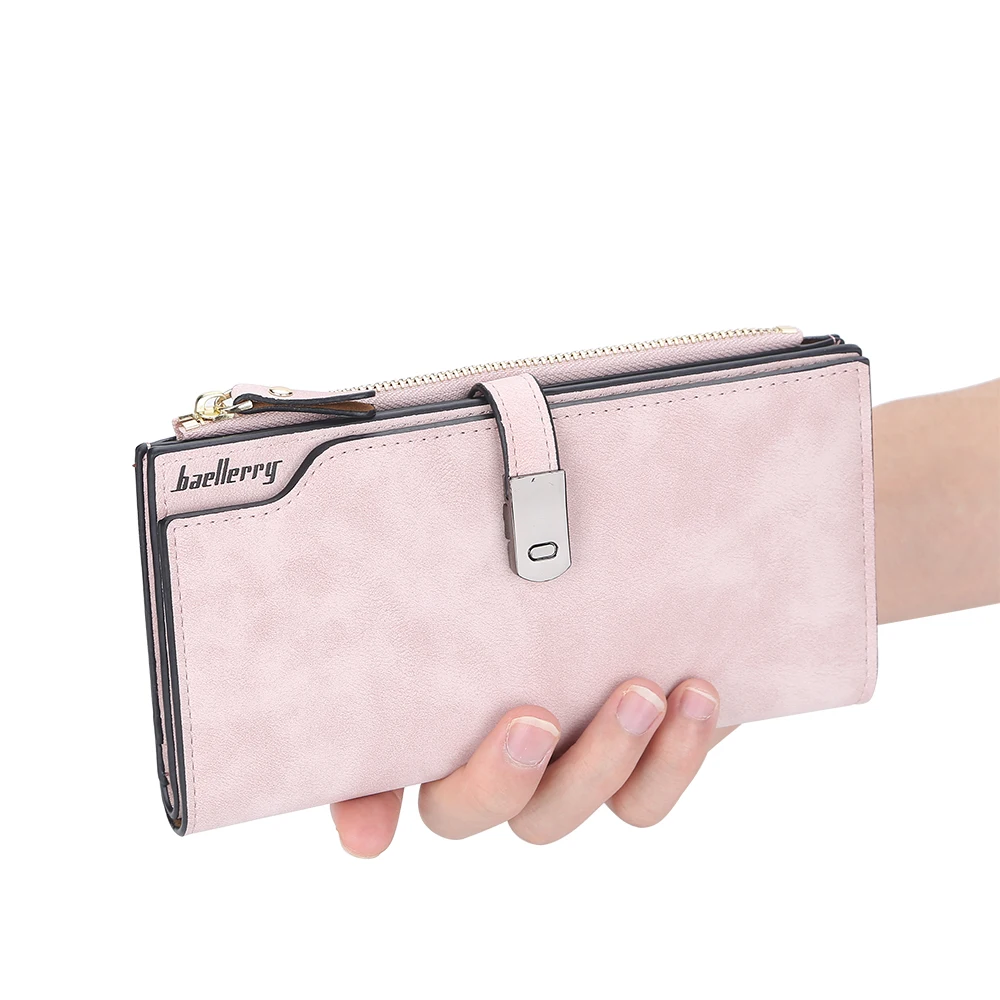 New Women Long Wallets Magnetic Buckle Top Quality Card Holder Classic Female Purse Zipper Wallet For Girl