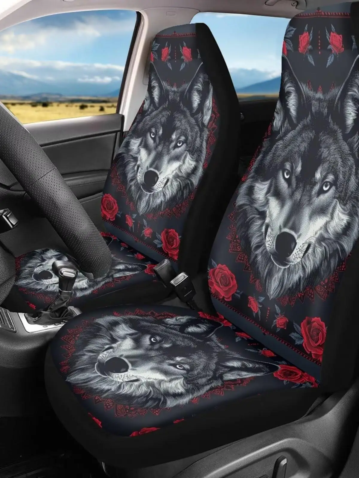 Pokrowce na fotele samochodowe Wolf Rose Pokrowiec na fotel samochodowy 2-częściowy Auto Akcesoria do przednich foteli, zmywalny ochraniacz wnętrza pojazdu — zdjęcie 2