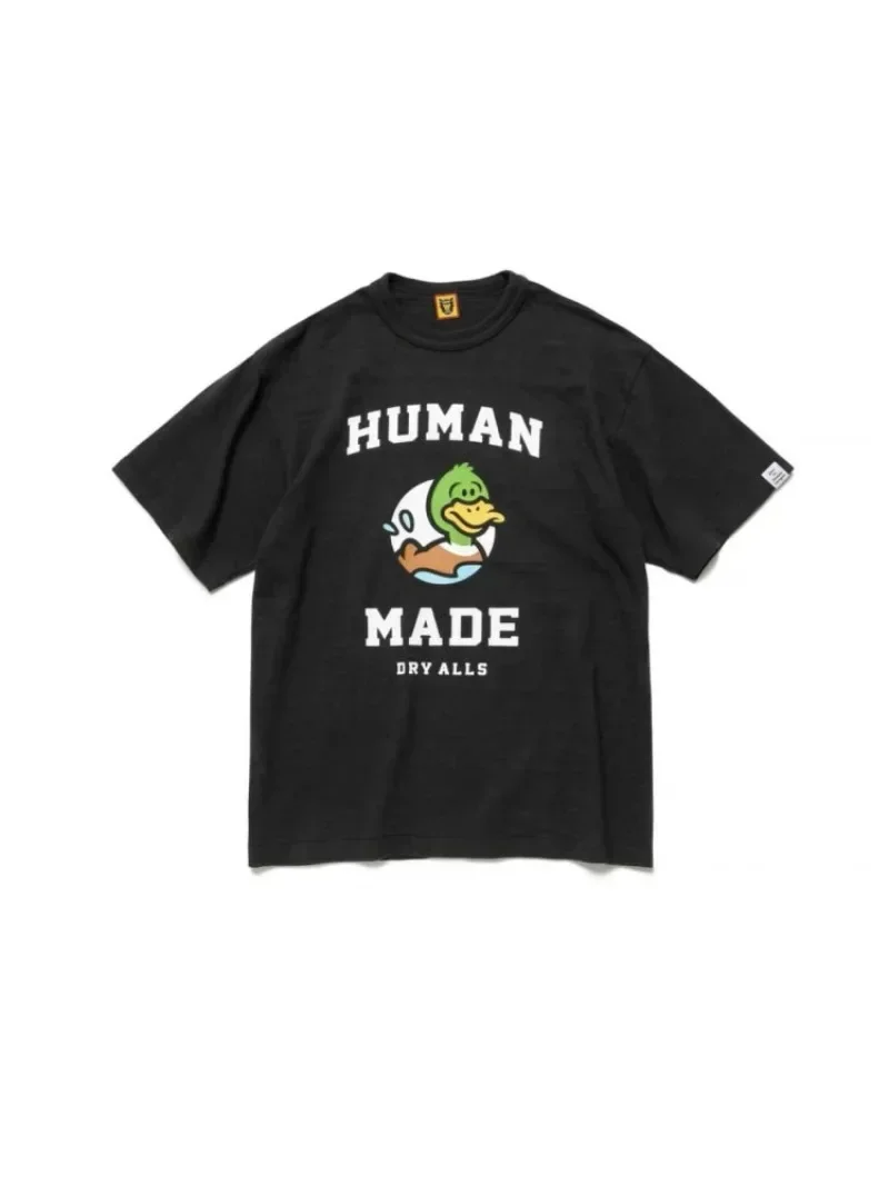 Human Made Style Cute Swimming Duck Slub Cotton T-Shirt, Crewneck Casual Tee for Couple Unisexe