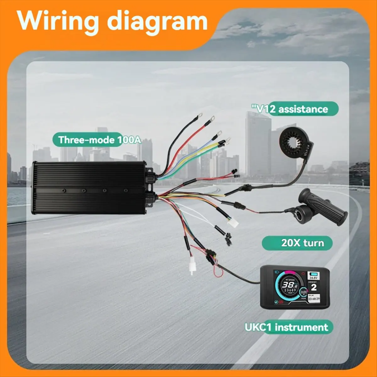 

Комплект контроллера для электровелосипеда AD10, три режима, 100А, 48В-72В, синусоидальный контроллер, цветной дисплей UKC1, аксессуары для электровелосипедов