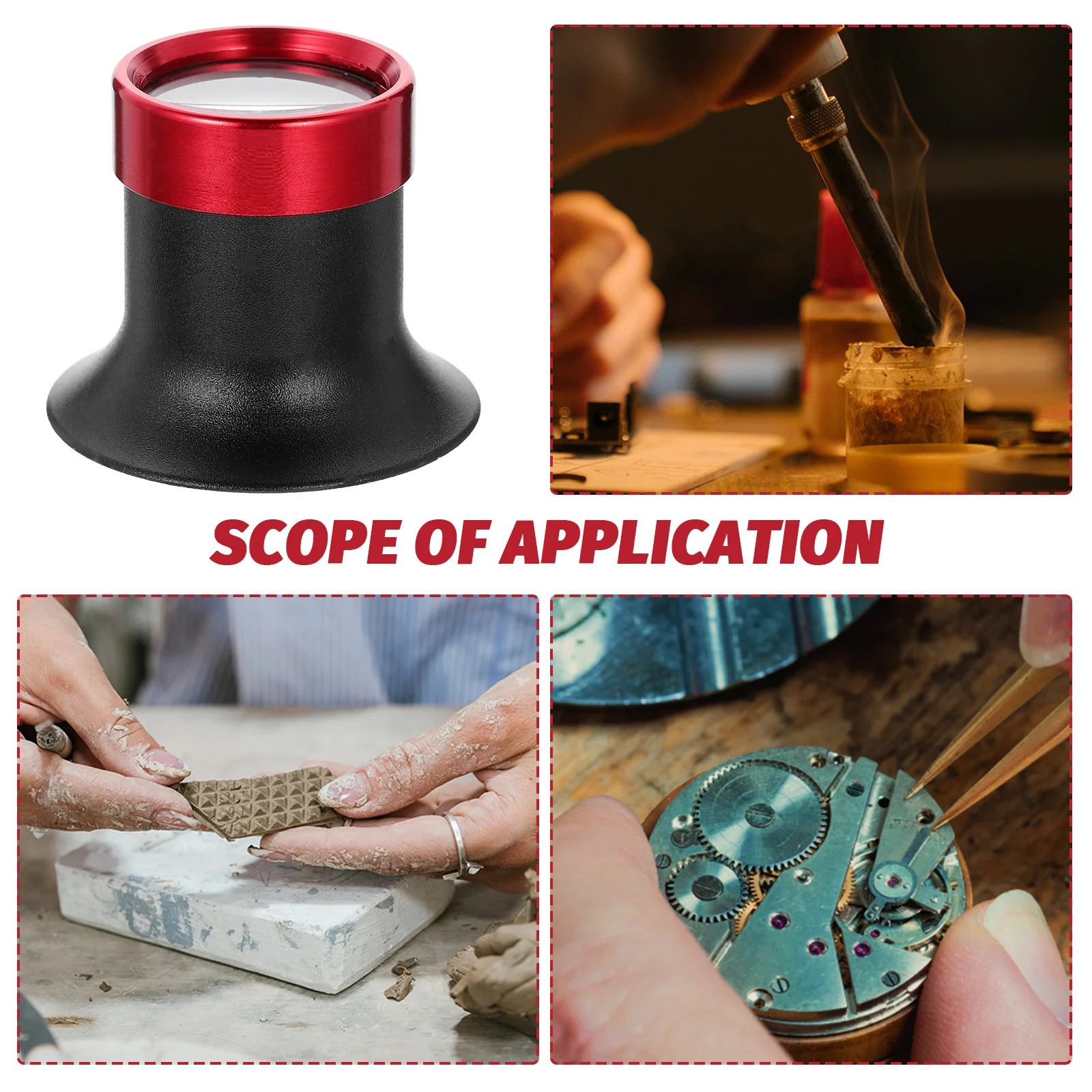 عدسة مكبرة احترافية 10X لصانعي الساعات والمجوهرات أداة دقيقة محمولة متعددة الوظائف لأشياء صغيرة