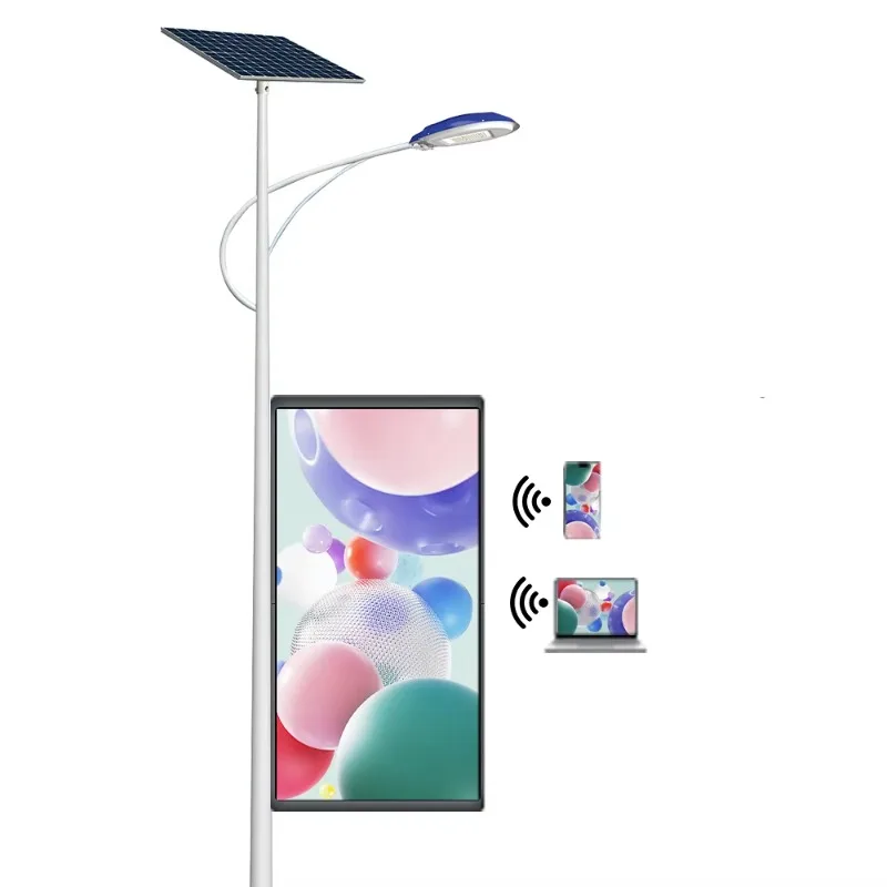 Outdoor Led Lamppost Screen Display Digital Signage Sign Street Pole Advertising Road Light Lamp Pole Led Advertising Screen