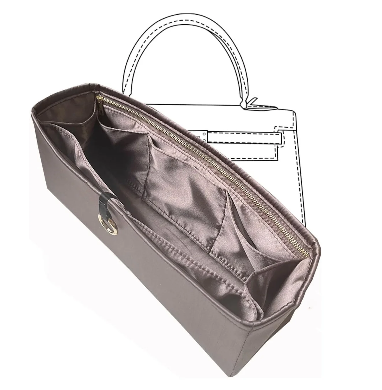 

Purse Bag Organizer Insert, Silk, Luxury Handbag Tote in Bag Shapers, Fits K./elly mini I/mini II /20/25/28/32/35/40 Bags