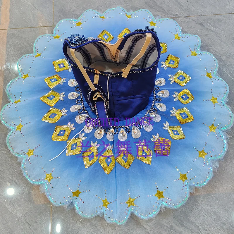 BT2507078 Tamaño personalizado profesional Color personalizado Niños Niñas Mujeres Adulto Trajes de tutú de ballet azul